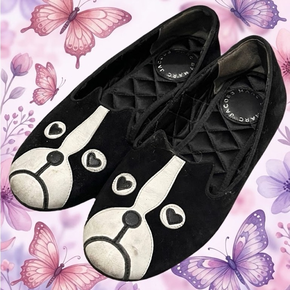 Marc Jacobs Black Suede Mr. Pickles Ballet Flats